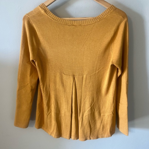 BNWT Eileen Fisher Splitback Scoop Neck Cotton Silk Sweater Top Size XS Ochre - Picture 8 of 10